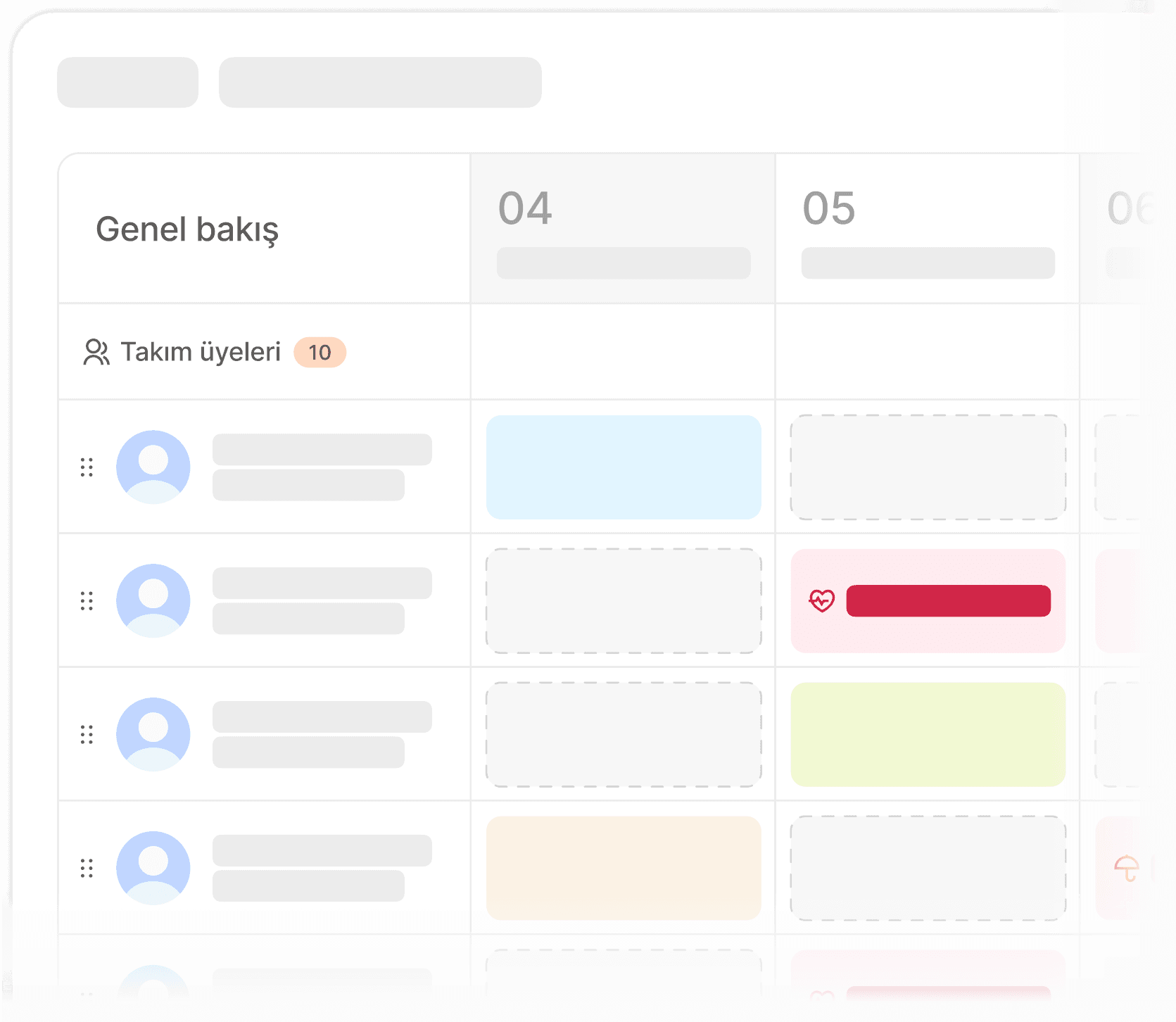 Shift calendar and team planning screens