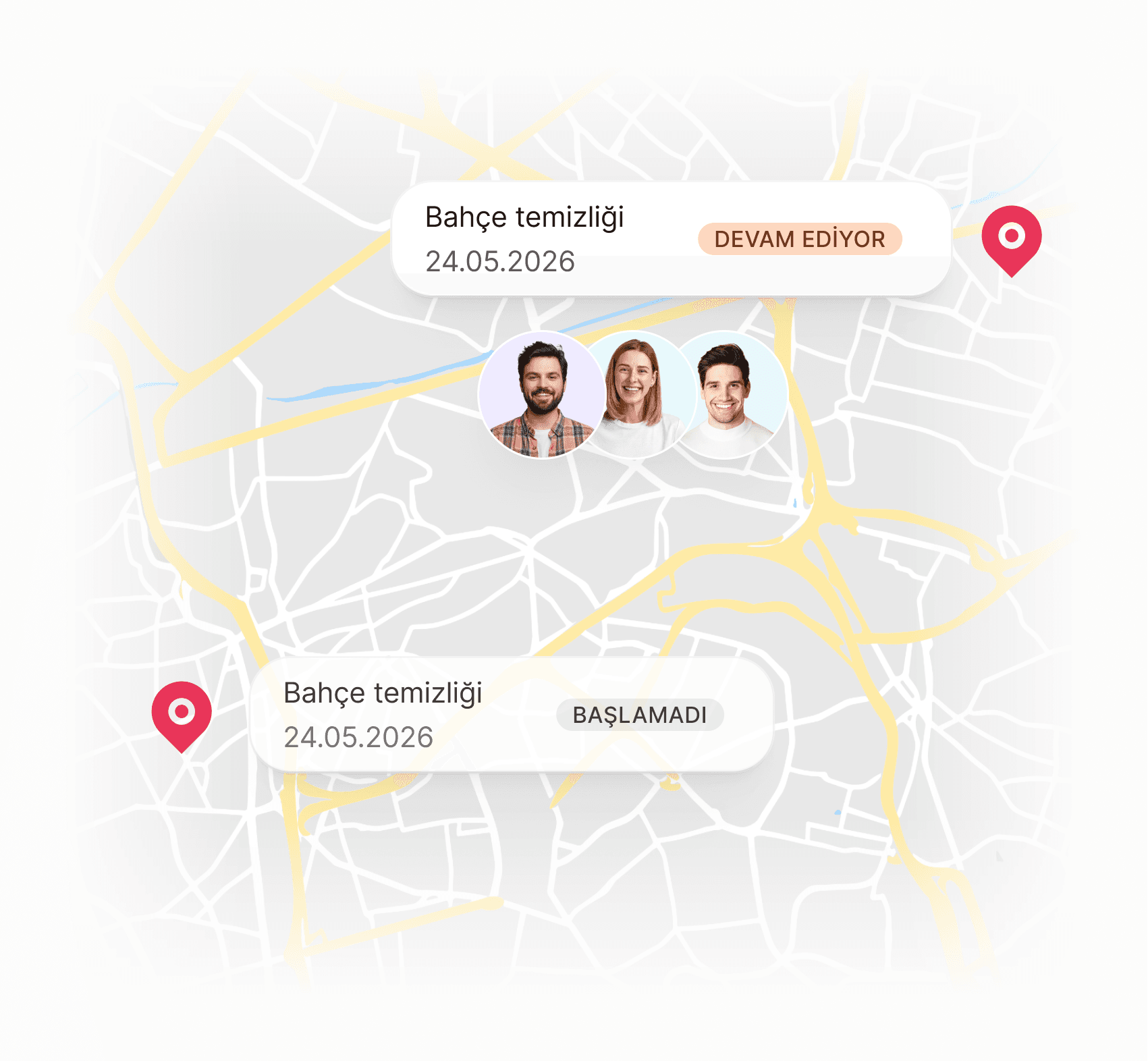 Task management screens for field operations