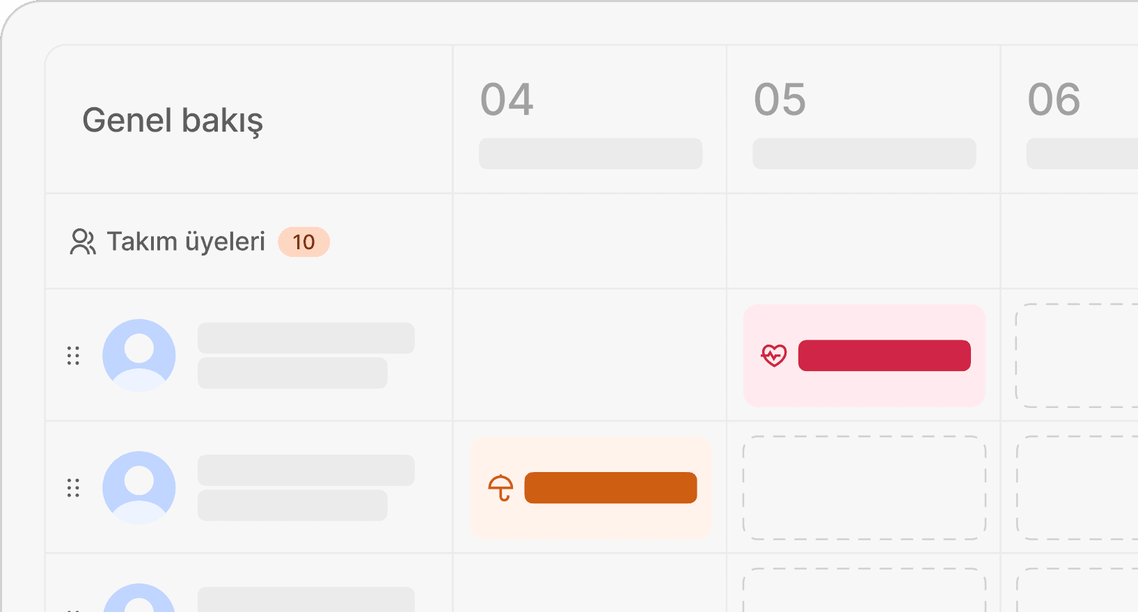 Team leave calendar overview